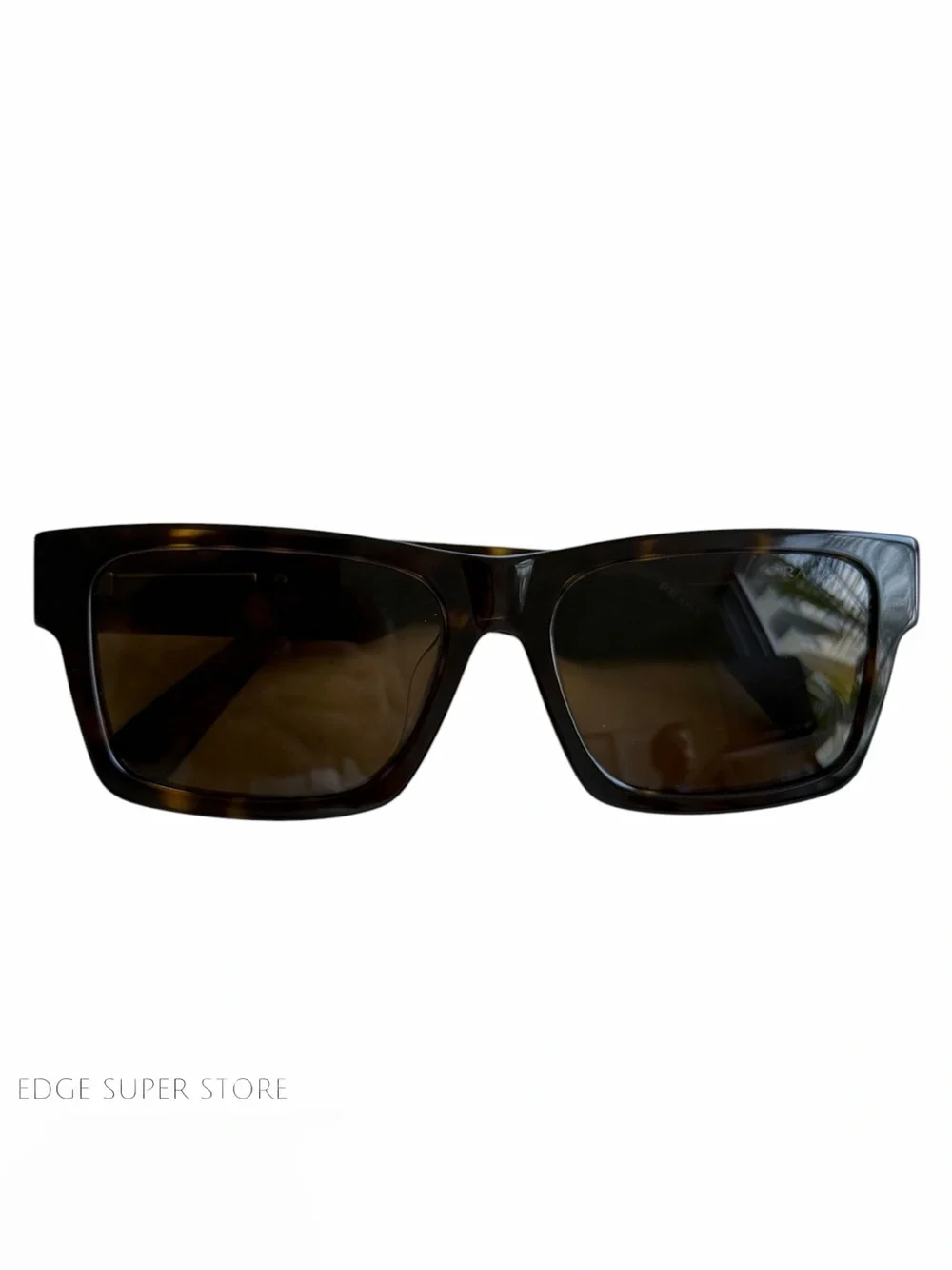 Prada Tortoise Rectangular Sunglasses Brown Lenses Italy w/ Case Unisex EUC